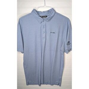 Travis Mathew Mens Golf Polo XL Button Short Sleeve Blue CUSTOM Mansion Ridge‎